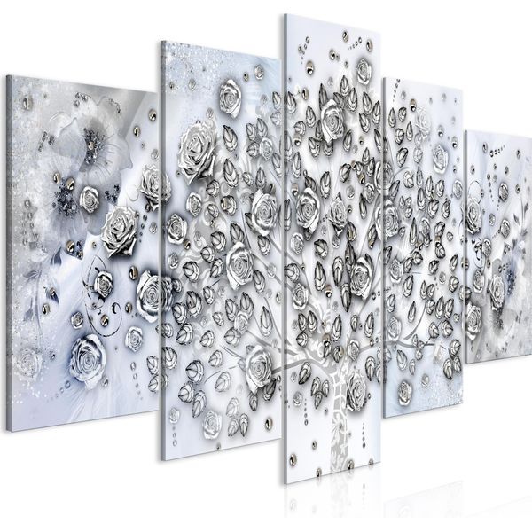 Quadri Su Tela 200X100 Cm B-A-0723-B-M Quadro Su Tela Non Tessuta 5 Pezzi Stampa D'arte Moderna Arte Murale Xxl Decorazione Murale Design Quadro Murale Roses Flowers-image