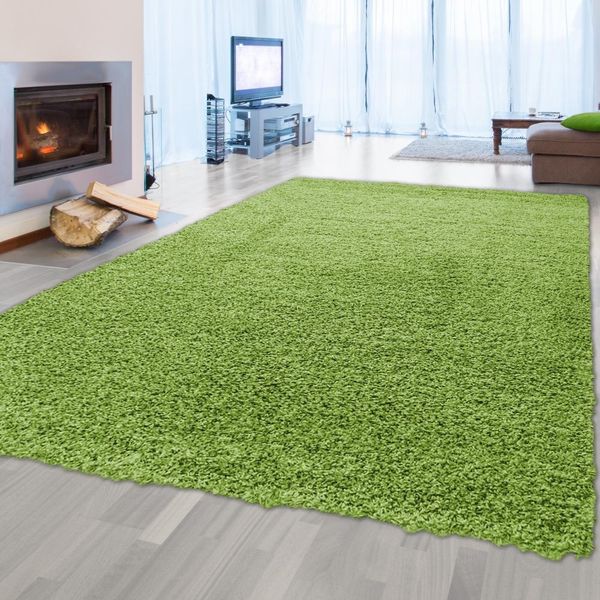 Tappeto Shaggy A Pelo Alto A Pelo Lungo Tappeto Da Salotto Con Motivo A Tinta Unita Verde Dimensioni - 160 X 230 Cm-image