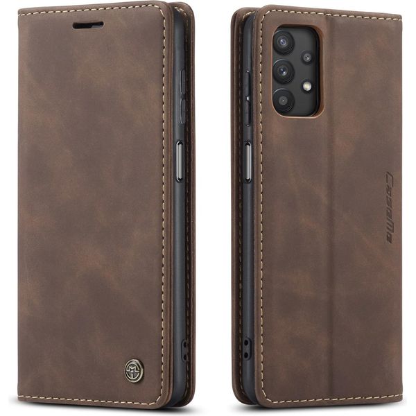 Samsung Galaxy A32 5G Custodia, Retro Custodia In Finto Cuoio Con Funzione Stand Per Samsung Galaxy A32 5G Caffè-image
