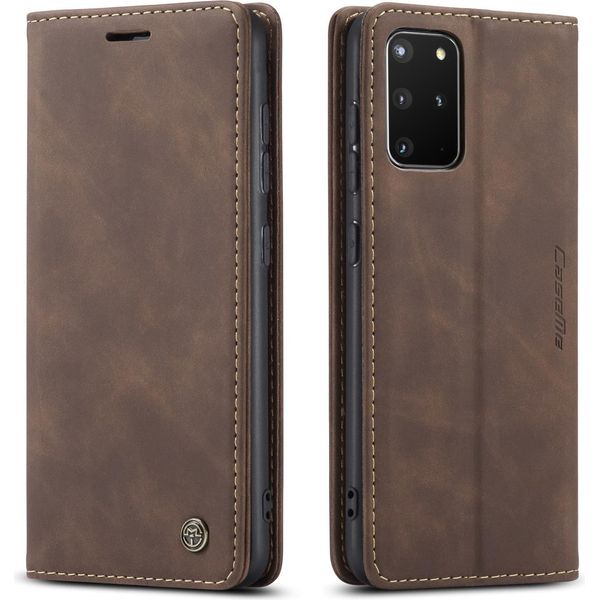Samsung Galaxy S20+ Custodia, Retro Custodia In Finto Cuoio Con Funzione Stand Per Samsung Galaxy S20 Plus Caffè-image