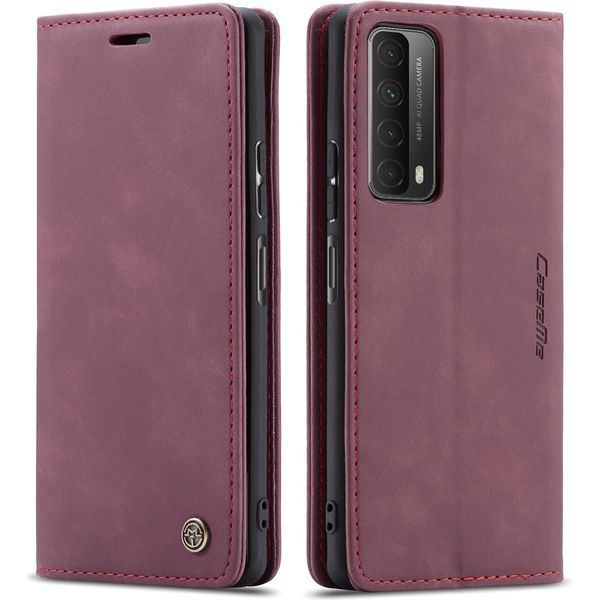 Huawei P Smart 2021 Custodia, Laimtop Retro Custodia In Finto Cuoio Con Funzione Stand Custodia Protettiva Per Huawei P Smart 2021 Rosso-image