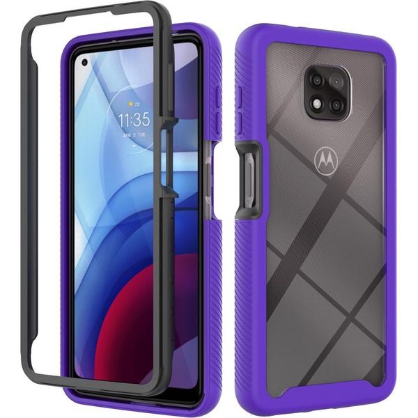 Moto G Power 2021 Case, Hybrid Transparent Back Cover, Rugged Tpu Bumper, Custodia Antiurto Per Motorola Moto G Power 2021 Viola-image