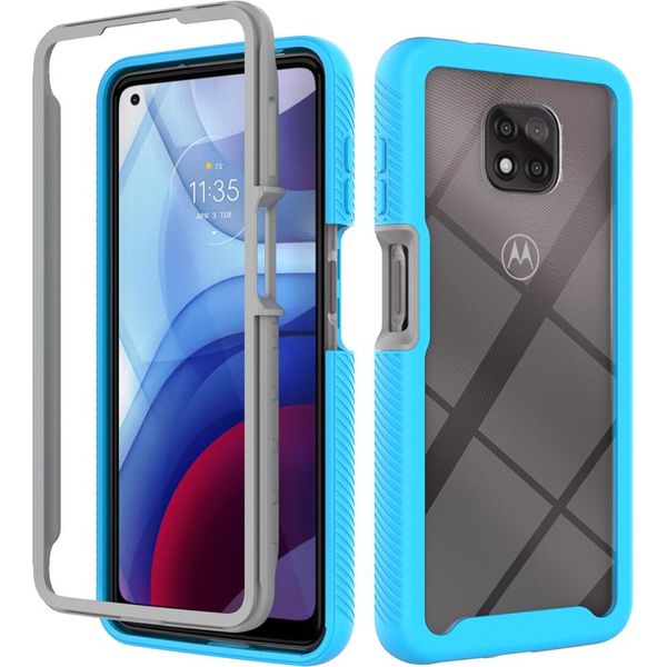 Custodia Moto G Power 2021, Copertura Posteriore Trasparente Ibrida, Robusto Paraurti In Tpu, Custodia Antiurto Per Motorola Moto G Power 2021 Blu-image
