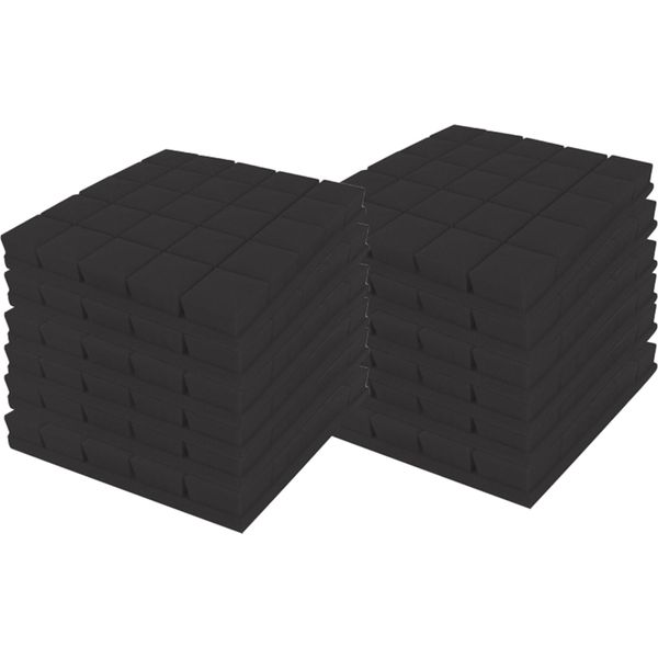12 Pezzi Isolamento In Schiuma Acustica Autoadesiva Nero Schiuma Acustica Piramidale 30X30X5 Cm-image