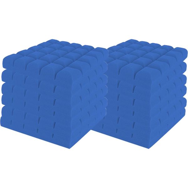 12 Pezzi Di Schiuma Acustica Autoadesiva 30X30X5 Cm Blu Schiuma Acustica Piramidale-image