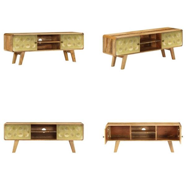 Vidaxl Mobile Tv In Legno Massiccio Di Mango 120 X 30 X 45 Cm - Mobile Tv - Mobile Tv - Porta Tv - Mobile Hifi-image