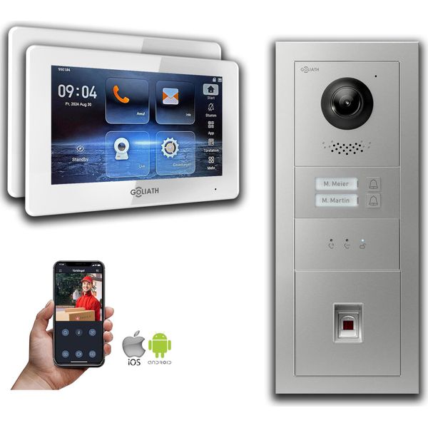 Videocitofono Ip Goliath: 7 Pollici 2 Case Famiglia, Impronte Digitali, Display, Argento : Scatola Da Esterno : 7 Pollici In Bianco : 4 Connessioni Poe Tramite:: 4 Selezione Monitor Poe: 7 Pollici In Bianco Scatola Di Montaggio Campanello: Scatola Da Esterno-image