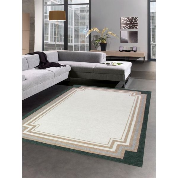 Tappeto Moderno Da Salotto Grigio Crema Dimensioni - 160X230 Cm-image