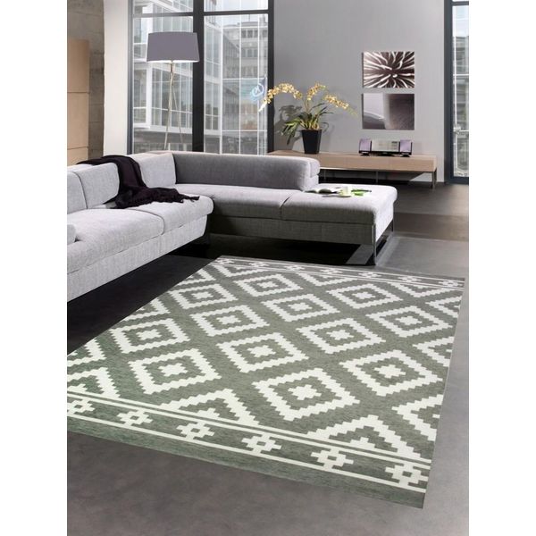 Tappeto Moderno Da Salotto Tappeto Marocchino Design Grigio Bianco Dimensioni - 160X230 Cm-image
