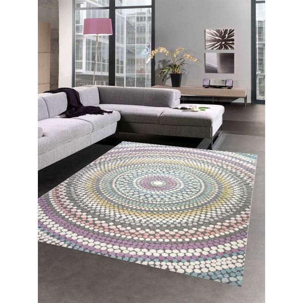Tappeto Moderno Da Salotto Tappeto Arcobaleno A Pois Colorati Pastello Dimensioni - 200 X 290 Cm-image