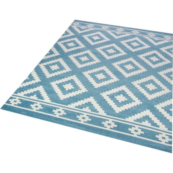 Tappeto Moderno Da Salotto Tappeto Marocchino Design Blu Bianco Dimensioni - 200 X 290 Cm-image