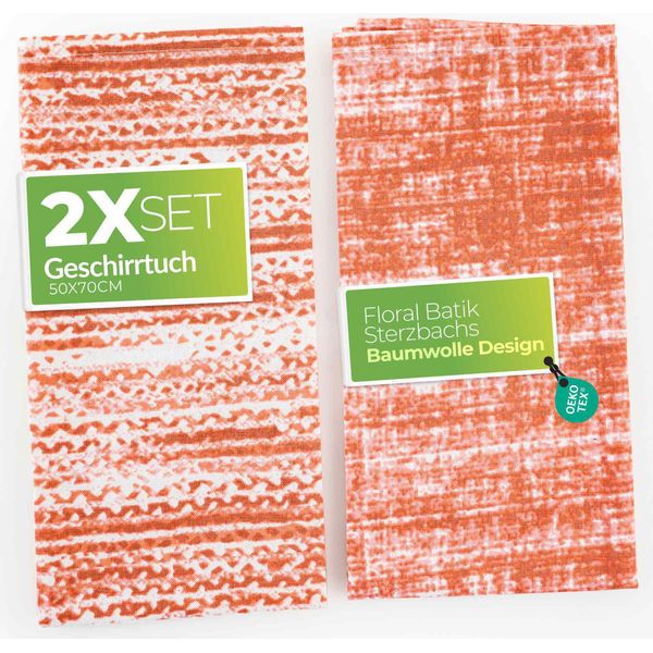 Asciugamani Da Tè Sterzbachs In Cotone - Batik Floreale - Asciugamani Da Cucina 50X70 Cm - Set Di 2 - Asciugamani Da Cucina 170 Gsm - Asciugamani Da Cucina Asciutti - Asciugamani Da Tè Rosa-image