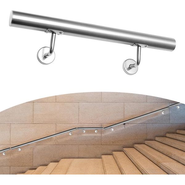 Corrimano In Acciaio Inox Karpal, Corrimano A Parete £¬50 Cm, Ringhiera Per Scale In Acciaio Inox Per Interni Ed Esterni-image