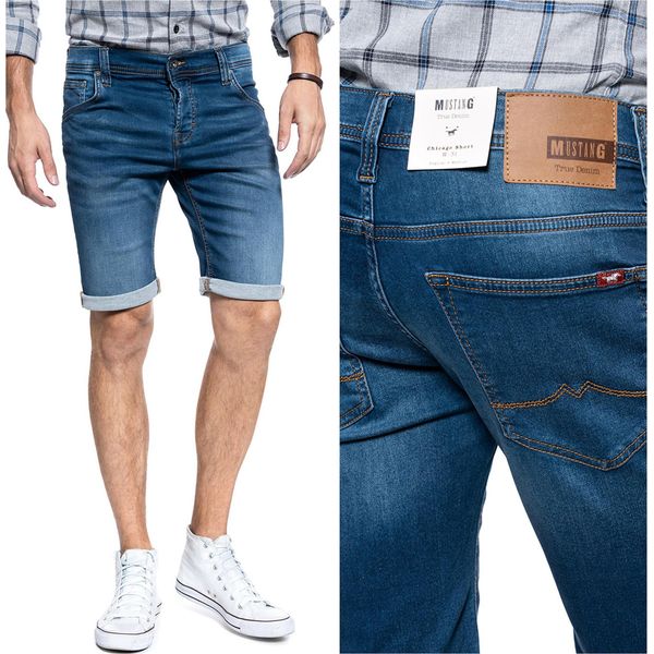 Mustang Herren, Pantaloncini Chicago Short, Slim Fit, W36, Blau, Kurze, Hosen,-image