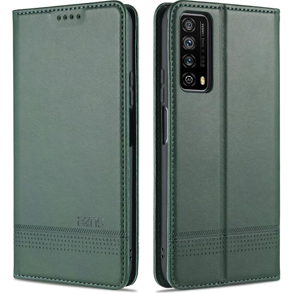 Huawei P Smart 2021 Custodia, Portafoglio Con Chiusura Magnetica E Supporto, Custodia In Pelle Flip Per Huawei P Smart 2021 Verde-image