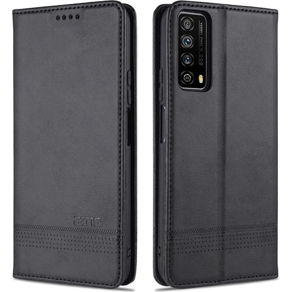 Laimtop Custodia In Pelle Per Huawei P Smart 2021, Flip Cover Wallet Case Chiusura Magnetica Stand Custodia Protettiva Per Huawei P Smart 2021 Nero-image