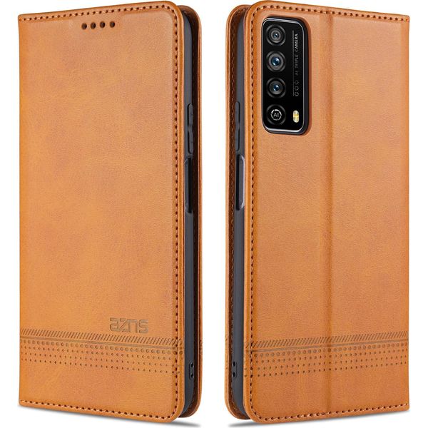 Huawei P Smart 2021 Custodia, Portafoglio Con Chiusura Magnetica E Supporto, Custodia Flip In Pelle Per Huawei P Smart 2021 Marrone-image