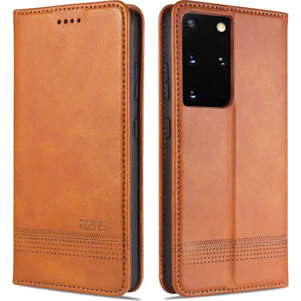Laimtop Custodia In Pelle Per Samsung S21 Ultra 5G, Flip Cover Wallet Case Chiusura Magnetica Stand Custodia Protettiva Per Samsung Galaxy S21 Ultra 5G Marrone-image