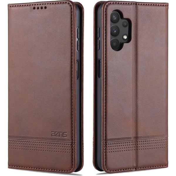 Custodia Samsung A32 5G, Portafoglio Con Chiusura Magnetica E Supporto, Custodia Flip In Pelle Per Samsung Galaxy A32 5G Caffè-image