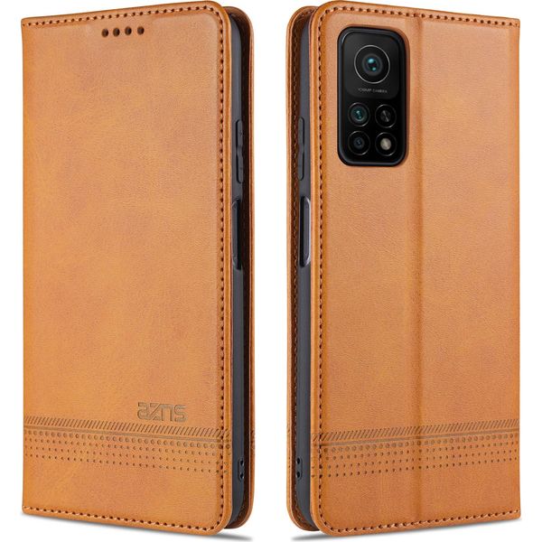Laimtop Custodia In Pelle Per Xiaomi Mi 10T Pro, Flip Cover Wallet Case Chiusura Magnetica Stand Custodia Protettiva Per Xiaomi Mi 10T / Mi 10T Pro Marrone-image