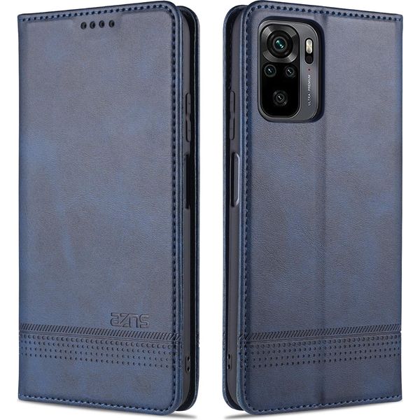 Laimtop Custodia In Pelle Per Redmi Note 10 4G, Flip Cover Wallet Case Chiusura Magnetica Stand Custodia Protettiva Per Xiaomi Redmi Note 10 4G / Note 10S Blu-image