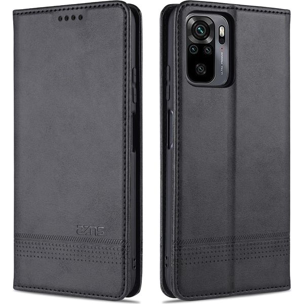 Custodia Redmi Note 10 4G, Portafoglio Con Chiusura Magnetica E Supporto, Custodia Flip In Pelle Per Xiaomi Redmi Note 10 4G / Note 10S Nero-image