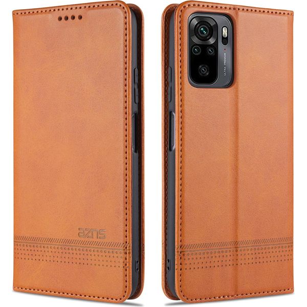 Laimtop Custodia In Pelle Per Redmi Note 10 4G, Flip Cover Wallet Case Chiusura Magnetica Stand Custodia Protettiva Per Xiaomi Redmi Note 10 4G / Note 10S Brown-image