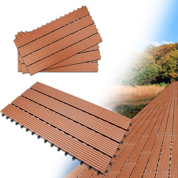 Karpal Wpc Patio Tiles Legno Plastica 42Er 7M2 Piastrelle 30X60 Cm Patio Tiles Click Tiles Balcone Tiles Impermeabile-image