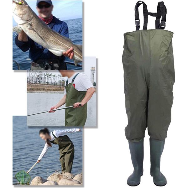 Wolketon Waders Pantaloni Da Pesca Pantaloni Da Laghetto Waders Con Stivali Pvc Gomma 46/47-image