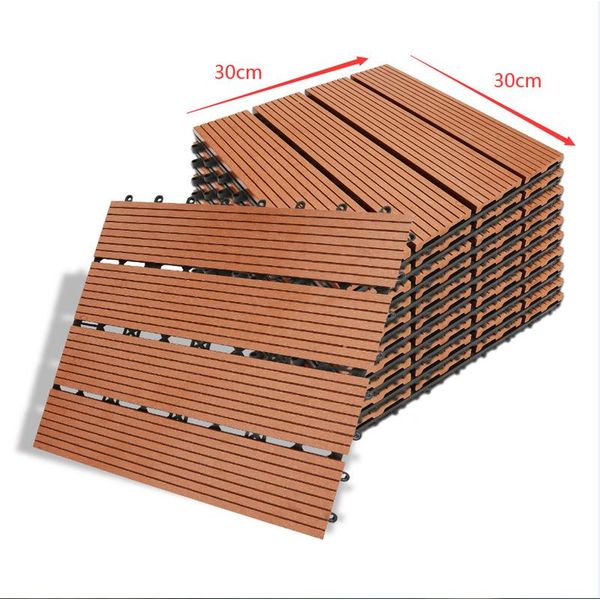Wolketon Piastrelle Terrazza Wpc Piastrelle Legno Plastica 55S 5M² Set 30X30Cm, Marrone Giardino Click Piastrelle Pavimentazione Con Drenaggio Piastrelle Terrazza Balcone-image