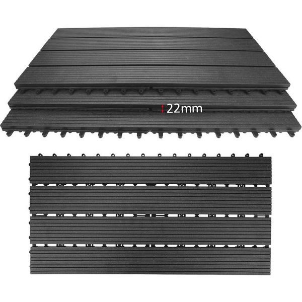 Wolketon Piastrelle Terrazza 30S 5M2 Legno Wpc Solido Terrazza Legno Piastrelle Terrazza Fai Da Te Balcone Antracite-image