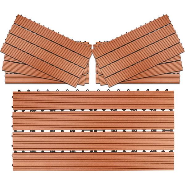 Karpal Wpc Patio Tiles Legno Plastica 24Er 4M2 Piastrelle 30X60 Cm Patio Tiles Click Tiles Balcone Tiles Impermeabile-image