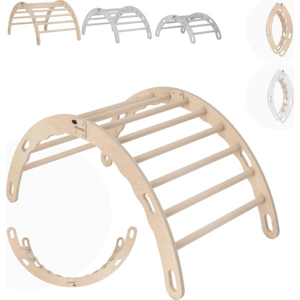 Mamoi® Maxi Arco Di Arrampicata, Triangolo Di Arrampicata, Arrampicata Per Bambini, Dondolo Arcobaleno In Legno, Arco In Legno Per Bambini, Struttura Per Arrampicata Indoor Da 1/2/3 Anni-image