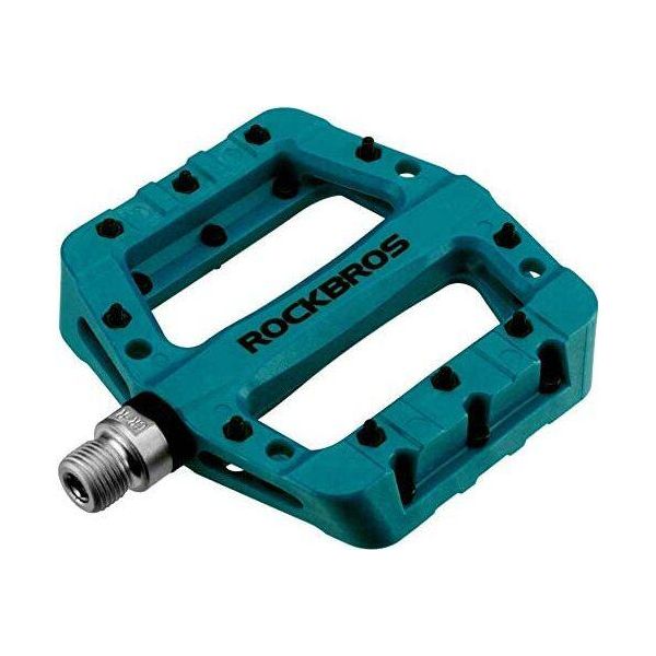 Pedali Per Bicicletta Rockbros, Pedali Piatti In Composito, 9/16'', Antiscivolo, 3 Cuscinetti, Blu Verde-image