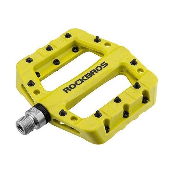 Pedali Per Bicicletta Rockbros, Pedali Piatti In Composito, 9/16'', Antiscivolo, 3 Cuscinetti, Giallo-Verde-image