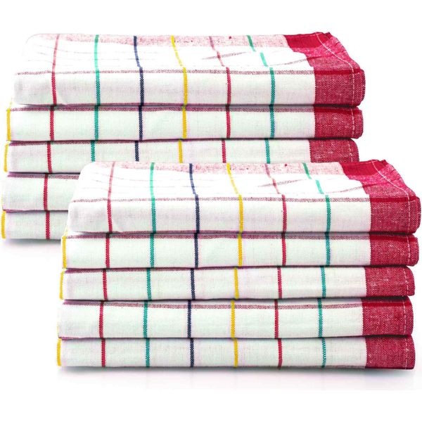 Asciugamani Da Tè Sterzbachs In Cotone -Premium - Asciugamani Da Cucina 50X70 Cm - Set Di 10 - Asciugamani Da Cucina 200 Gsm - Asciugamani Da Cucina Asciutti - Asciugamani Da Tè Rossi-image