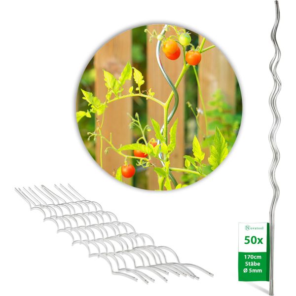 Novatool 5 Bastoni Per Pomodori 170 Cm Diametro 5 Mm Bastoni A Spirale Per Pomodori Zincati Bastoni Per Pomodori Per Arrampicarsi Portafiori Bastoni Per Piante-image