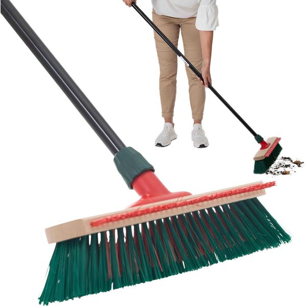 Novaliv Scopa Da Giardino Con Manico E Raschietto 40 Cm Setole Elaston Scopa Da Esterno Scopa Da Strada Con Manico Setole Dure Scopa Da Cortile Scopa Stabile Scopa Per Spazzare Scopa Industriale Scopa Da Esterno-image