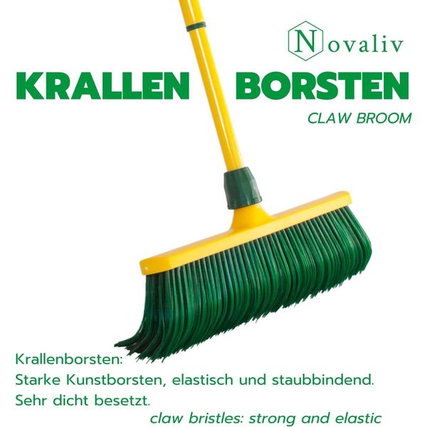 Novaliv Set Scopa Ad Artiglio 30 Cm In Plastica Con Manico Telescopico Setole Curve Scopa Da Giardino Scopa Da Strada Scopa Per Spazzare Scopa Per Foglie (1, Scopa Da 40 Cm Con Manico)-image