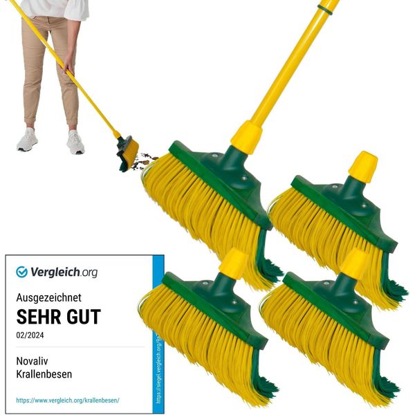 Set Di Scope Ad Artiglio Novaliv 30 Cm In Legno Con Manico Telescopico A Setole Curve Scopa Da Giardino Scopa Da Strada Scopa Per Spazzare Scopa Per Foglie (4 Scope Da 30 Cm Con Manico)-image