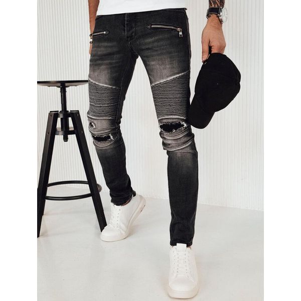 Dstreet Pantaloni In Denim Da Uomo Grigio Fine 33-image