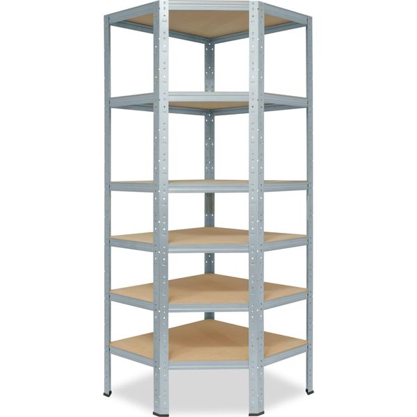 Shelfplaza Home 200X90X60 Cm Scaffale Angolare In Zincato Con 6 Ripiani E 145 Kg Di Portata Per Ripiano-image