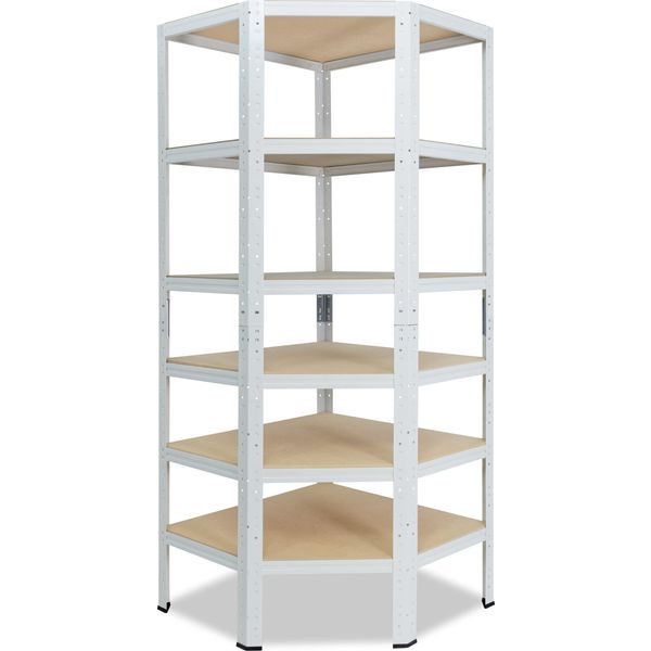 Shelfplaza Home 230X60X30 Cm Scaffale Angolare In Bianco Con 6 Ripiani E 145 Kg Di Portata Per Ripiano-image