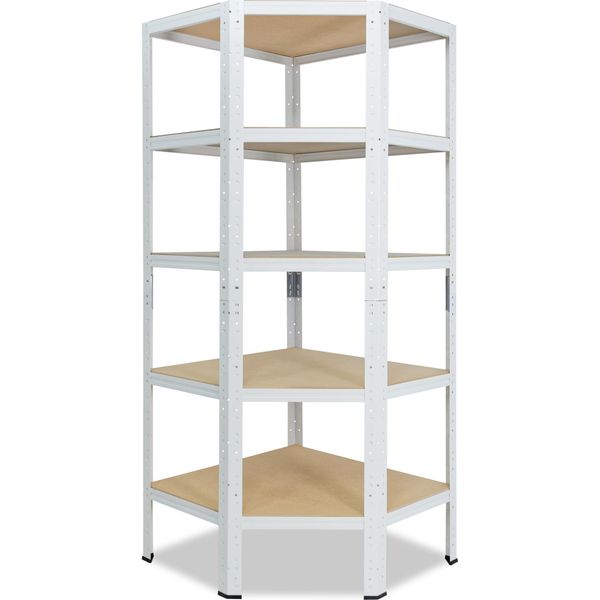 Shelfplaza Home 180X70X40 Cm Scaffale Angolare In Bianco Con 5 Ripiani E 175 Kg Di Portata Per Ripiano-image