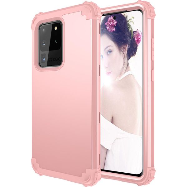 Custodia Per Samsung Galaxy S20 Ultra Hybrid 3In1 Pc E Tpu Antiurto, Custodia Resistente Oro Rosa-image