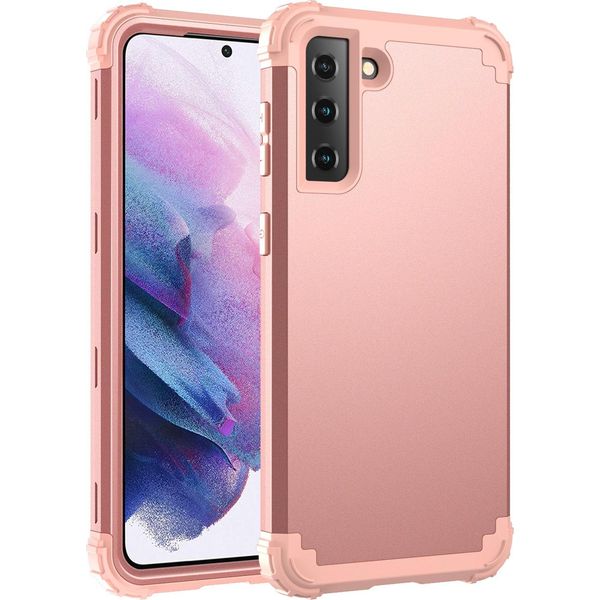 Custodia Per Samsung Galaxy S21 Plus 5G Hybrid 3In1 Pc E Tpu Antiurto, Custodia Resistente Oro Rosa-image