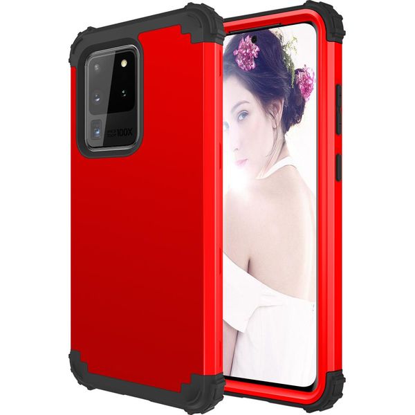 Custodia Per Samsung Galaxy S20 Ultra Hybrid 3In1 Pc E Tpu Antiurto, Custodia Resistente Rossa-image