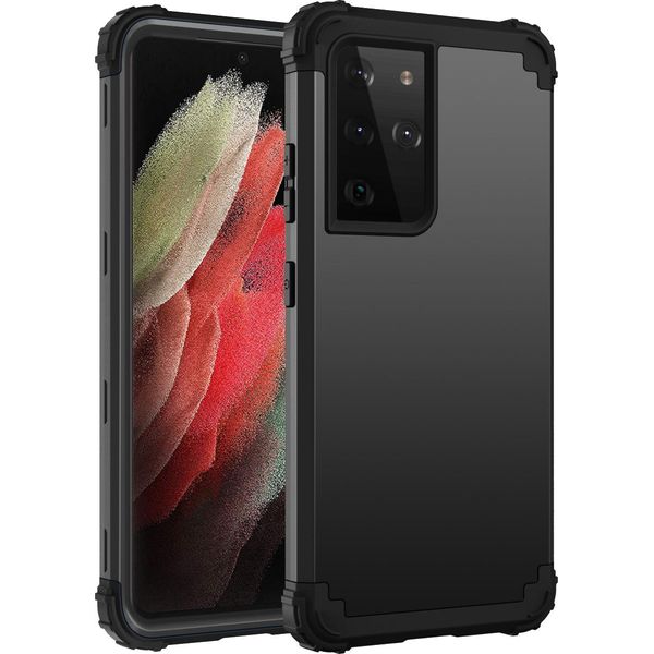 Custodia Per Samsung Galaxy S21 Ultra 5G Hybrid 3In1 Pc E Tpu Antiurto, Custodia Resistente Nera-image