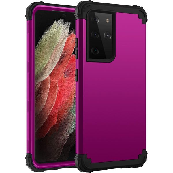 Custodia Per Samsung Galaxy S21 Ultra 5G Hybrid 3In1 Pc E Tpu Antiurto, Custodia Resistente Viola-image