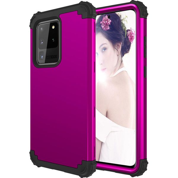 Custodia Per Samsung Galaxy S20 Ultra Hybrid 3In1 Pc E Tpu Antiurto, Custodia Resistente Viola-image